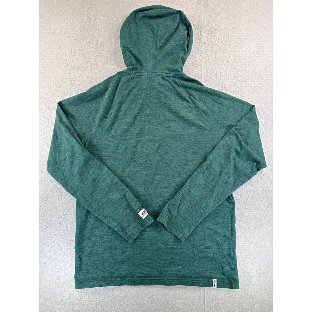 Vans Off The Wall Mens Medium Green Heathered Lightweight Raglan Hoodie Shirt - Picture 2 of 9